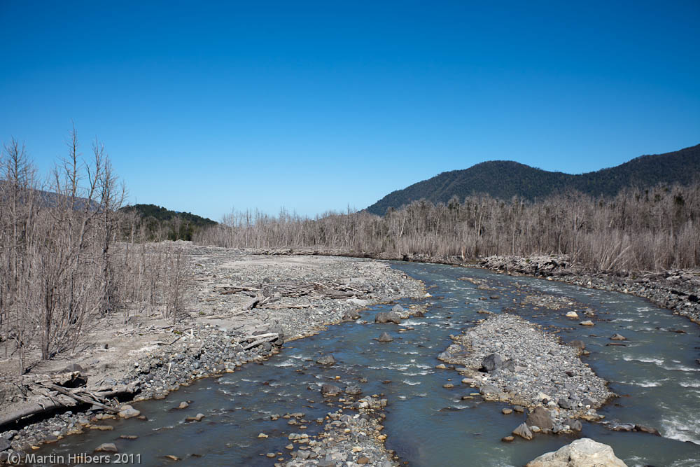Carretera Austral: 09/01 Chaiten - Caleta Gonzalo / Volcanic devastation near Chaiten. Click to see full size image