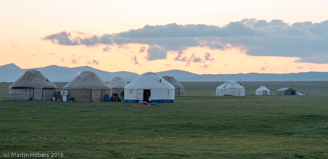 Kyrgyzstan: 24/06 Over Kara Keche to Song Kul / Song Kul yurts. Click to see full size image
