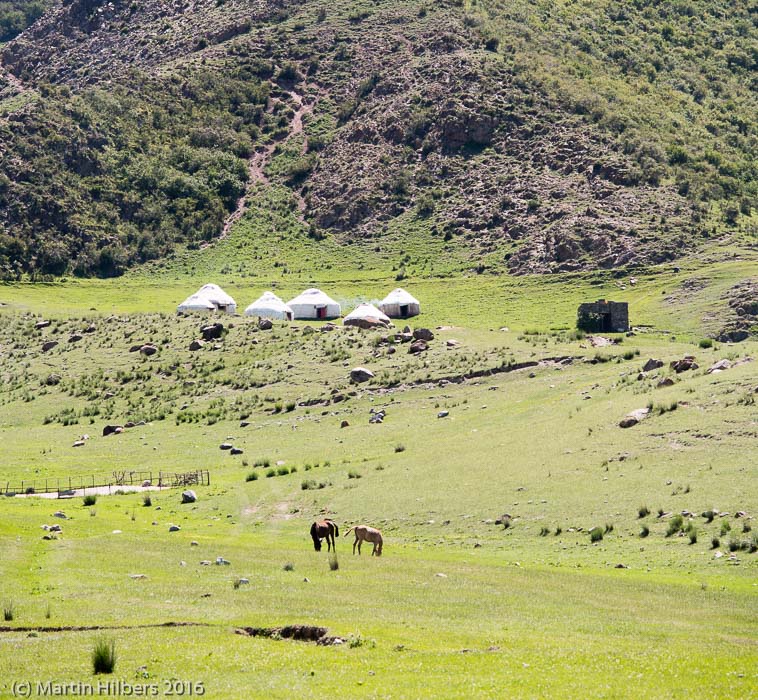 Kyrgyzstan: 29/06 Across Ala Bash Pass to Yurt came near Temir Kanat / Yurt Camp. Click to see full size image
