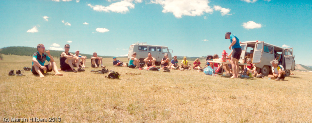 Mongolia: 10/6 Tsetserleg - Kumirnya Tusukhaley / Lunch stop. Click to see full size image